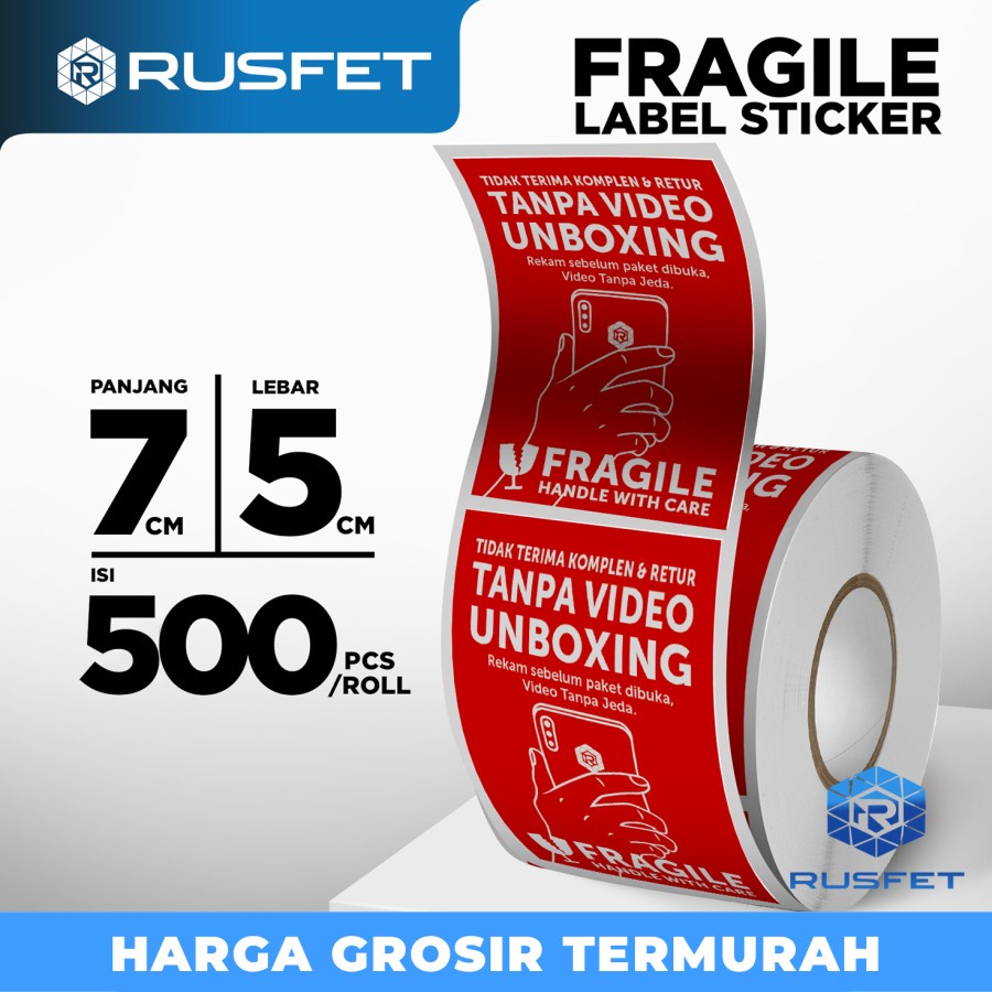 

Stiker Unboxing Fragile Sticker Label Video Unboxing 500pcs Per Roll