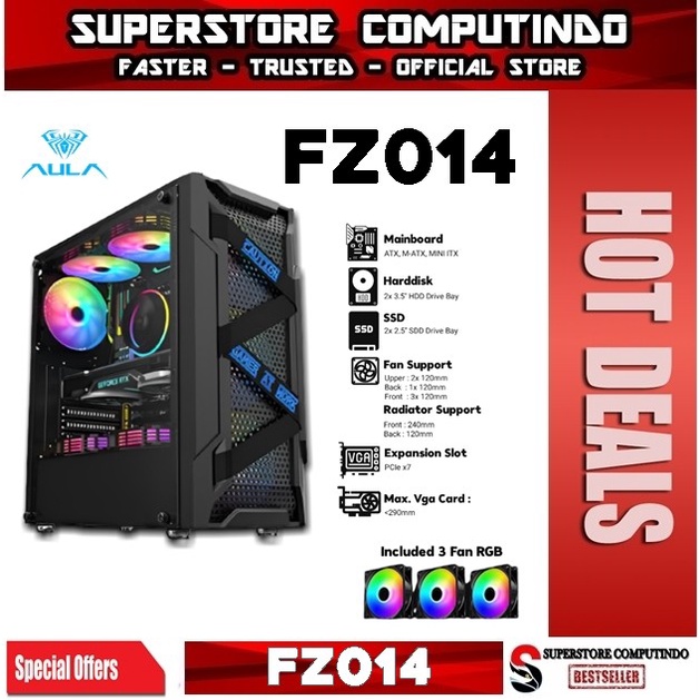 Gaming Case Aula FZ014 | Include 3x RGB Fans | Support ATX /Micro ATX