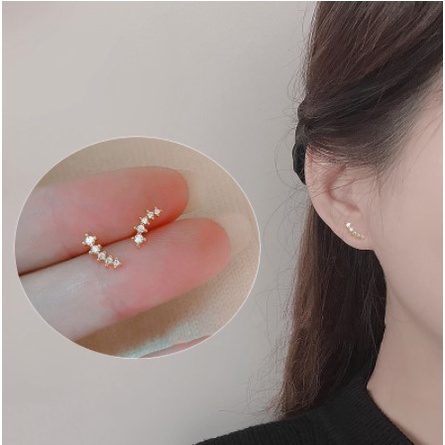 Xia.id Anting Tusuk Gantung Desain Geometri Hias Zircon Gaya Simple Untuk Wanita