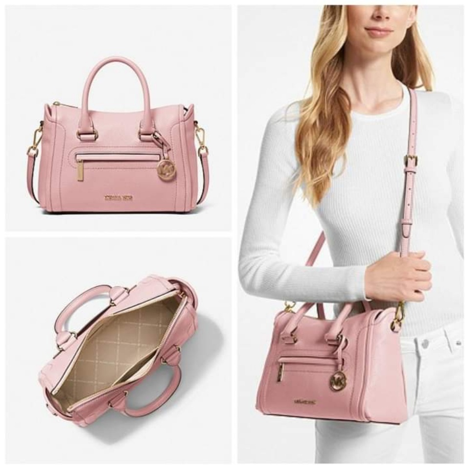 Tas MK Carine Medium Top Zip Satchel Crossbody Powder Blush sz 28x21x12cm