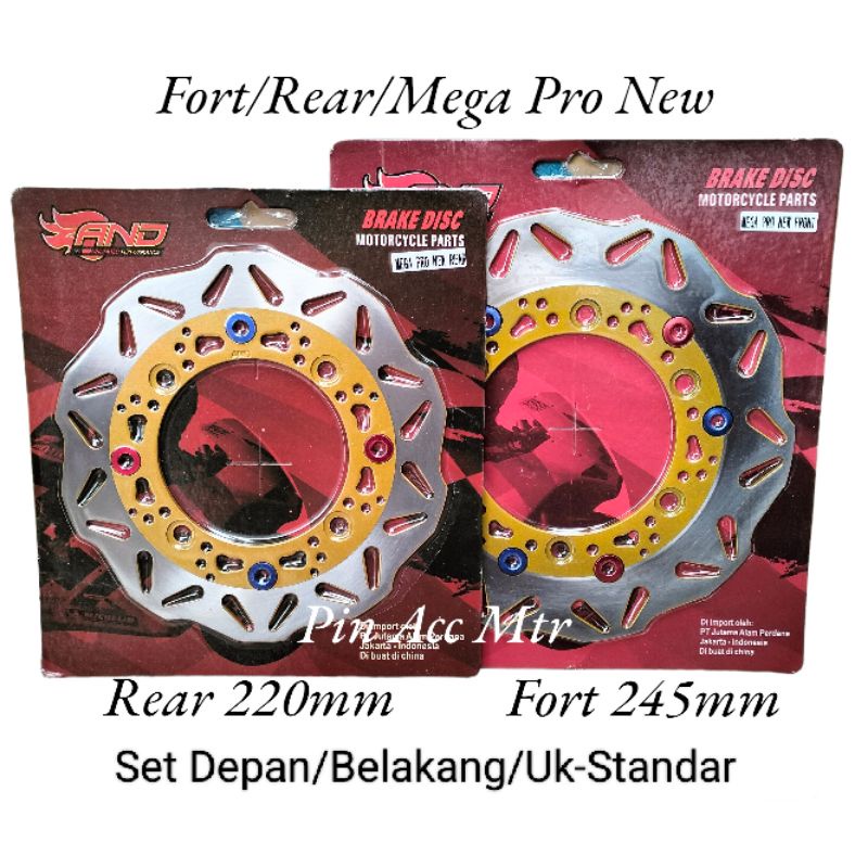 Disc Cakram rem set depan belakang pnp motor Mega pro new / Cb150 R Old/Tiger Old/Verza Dill Depan Lobang Baut 6 Belakang Lobang Baut 4 pnp tinggal pasang Depan/Belakang