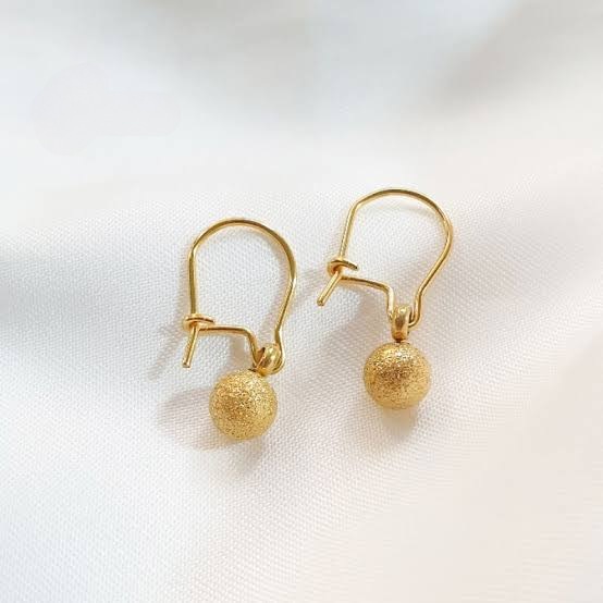 Anting Desi Bola Pasir Glitter dan Polos Tersedia Warna Gold