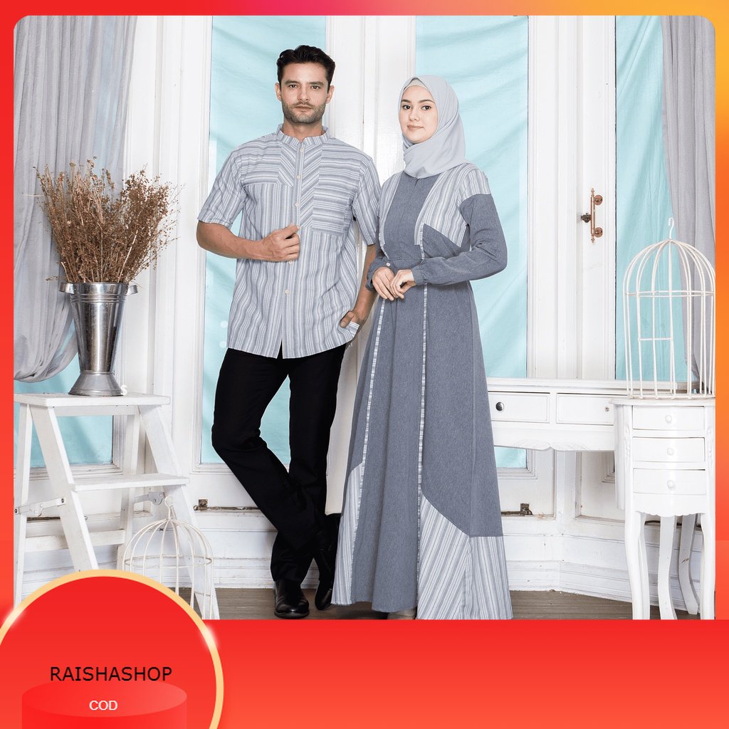 Rauna gamis couple modern  seragam keluarga produk terbaru rauna pride baju muslim pasangan suami is