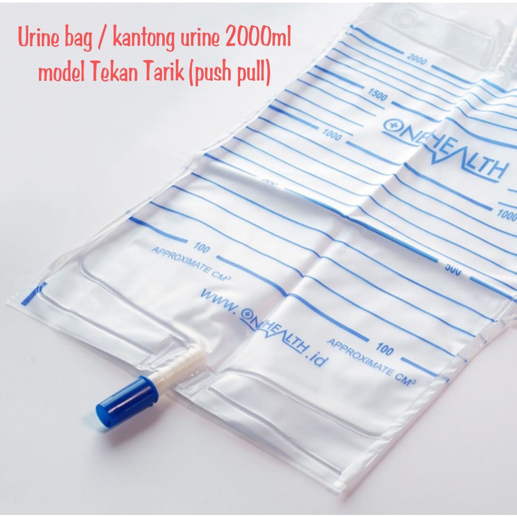 (MUTIARA ALKES) Urine Bag model PUSH PULL 2000ml / Kantong Urine / Kantong Kencing
