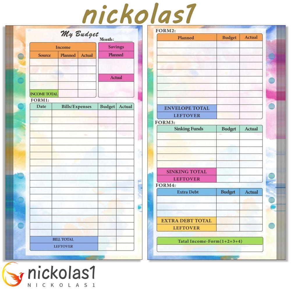 Nickolas1 A6 Loose Leaf Paper 14/54lembar Diary Jurnal Jadwal Manajemen Waktu Organizer Kertas Alat Tulis Kertas Dalam Refill Halaman Dalam