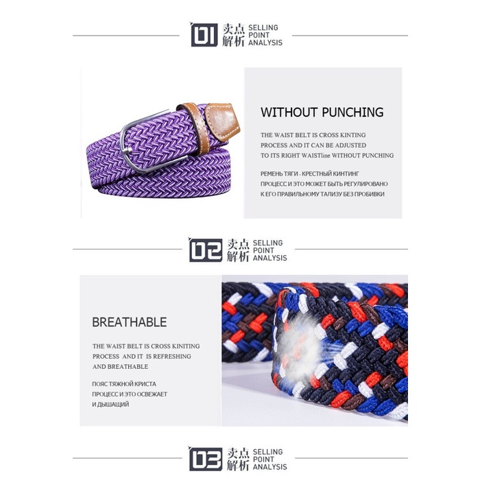 Sabuk Ikat Pinggang Gesper Elastis Rajut Canvas Pria Wanita Dewasa