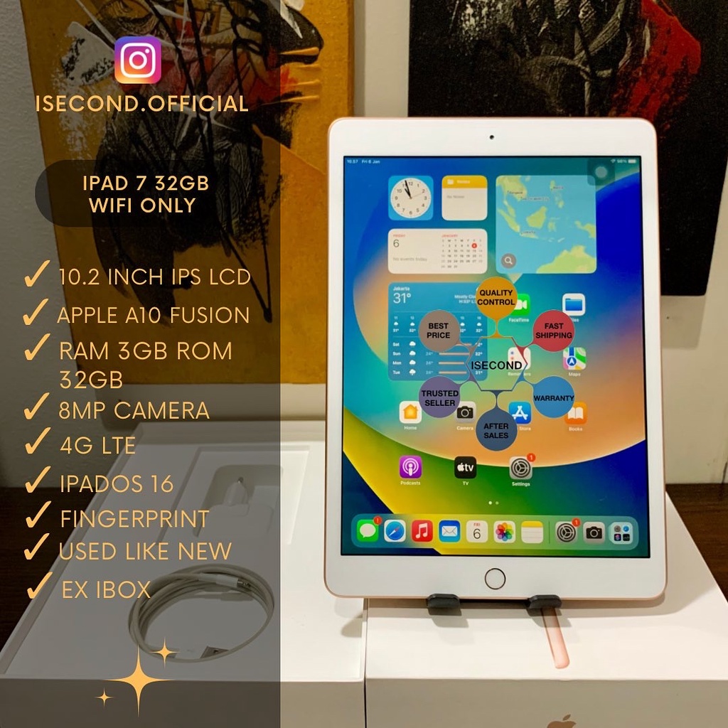 Ipad 7 32GB Wifi Only Second Like New Fullset Original Ex iBox