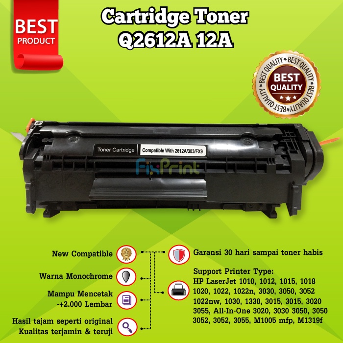 Cartridge Toner Compatible XP 12A Q2612A 1010 1020 3000 M1005 M1319