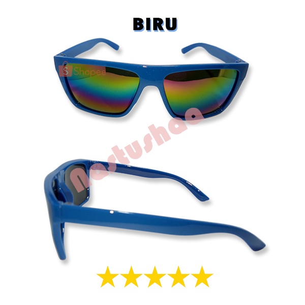 Kacamata Hitam Bingkai Kotak Anak Laki Laki Perempuan Korea Murah Lucu Lensa Rainbow Sunglasses Unisex FREECASE