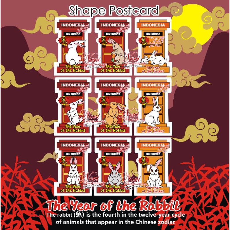 

shaped postcard mailbox year of the Rabbit