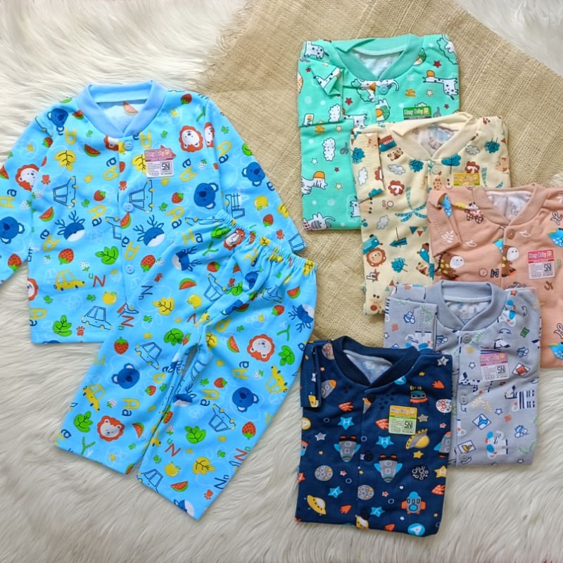 Setelan piyama bayi printing premium 3-12 bulan