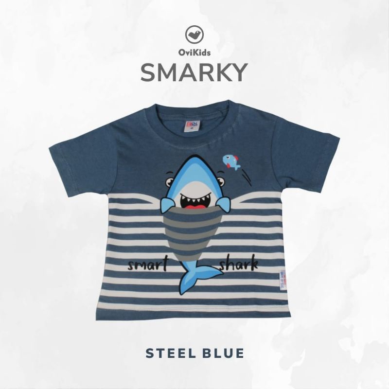 OVI KIDS SMARKY- baju anak laki laki kaos ocean smart shark printing