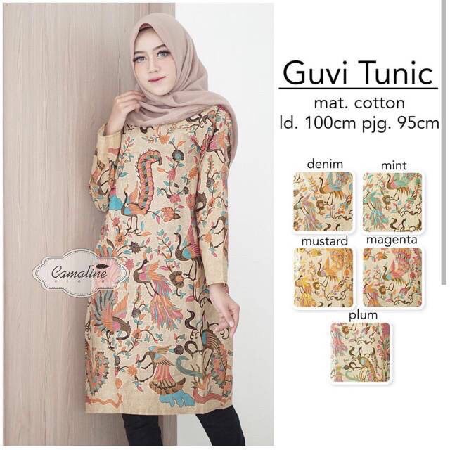 Tunic serut CENDRAWASIH 29 RISNA BATIK HRB026 DRESS BATIK MURAH SENO SOGAN BAKUNG MANGGAR