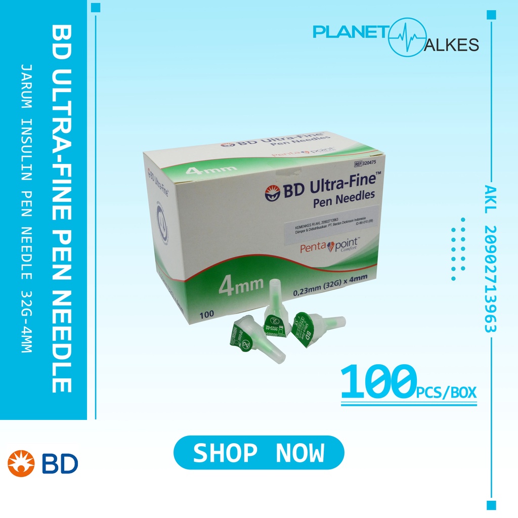 JARUM INSULIN BD ULTRAFINE PRO 4MM 32G JARUM INSULIN HIJAU BD ULTRAFINE HIJAU ISI 100 PCS
