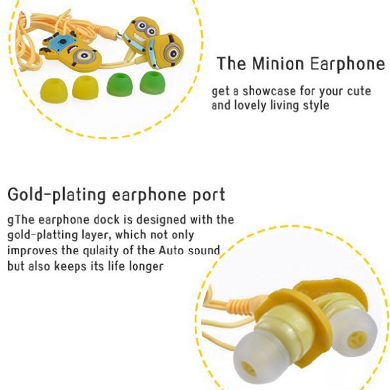 Tiga Headphone Kabel Yellow Man Kecil In Ear Earphone 3.5mm Headset