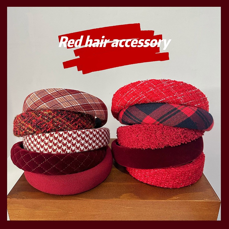 BANDO KAIN VARIASI MERAH TUA 02 MAROON SATIN BULU FURRY NATAL TEKSTUR MOTIF PATTERN PITA BOW RIBBON COLLECTION HEADBAND HAIRBAND KOREA PADDED BENDO MOTIF GARIS BUNGA LEMBUT LEBAR WIDE CNY NATAL IMLEK