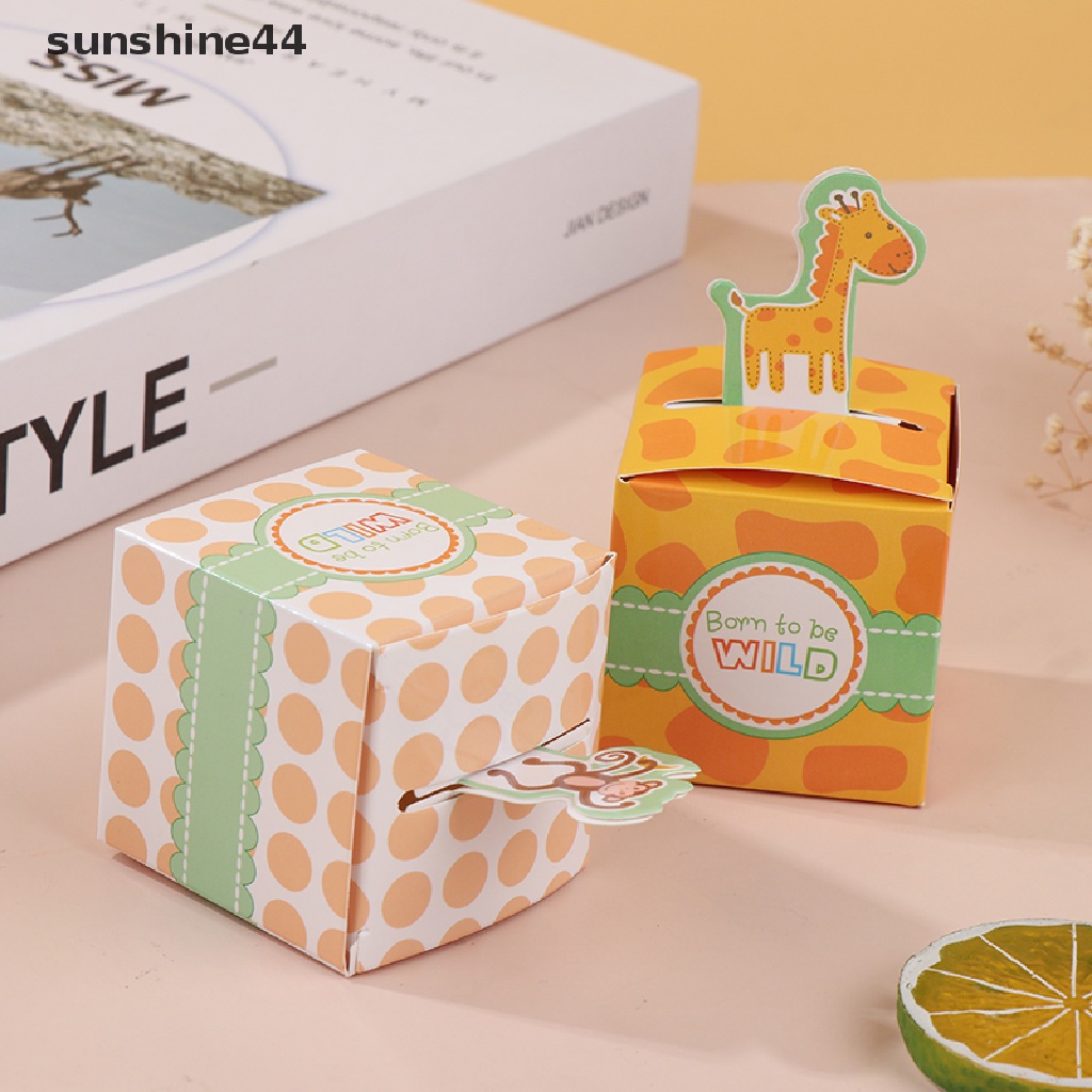 Sunshine 10Pcs Kotak Permen Hewan Lucu Liar Pesta Ulang Tahun Anak Hadiah Packaging Box.