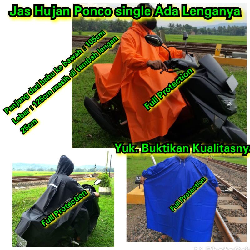 Jas hujan ponco lengan Single Kualitas OK raincoat Jas Hujan Dewasa Bagus