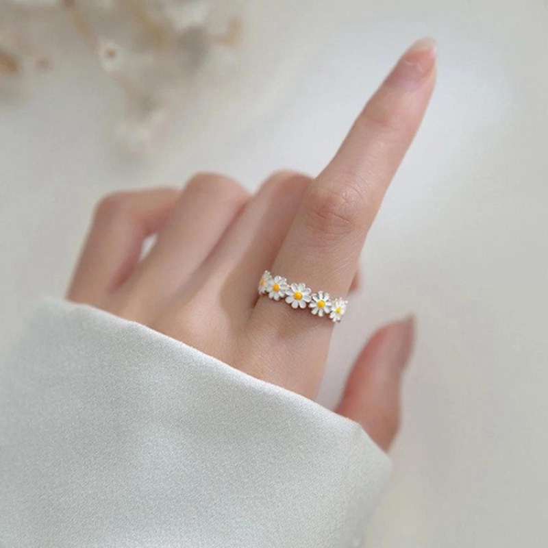 Cincin Bunga Daisy Gaya Korea Trendi Untuk Wanita Manis Lucu Jari Cincin Lamaran Pernikahan Perhiasan Halus Hadiah