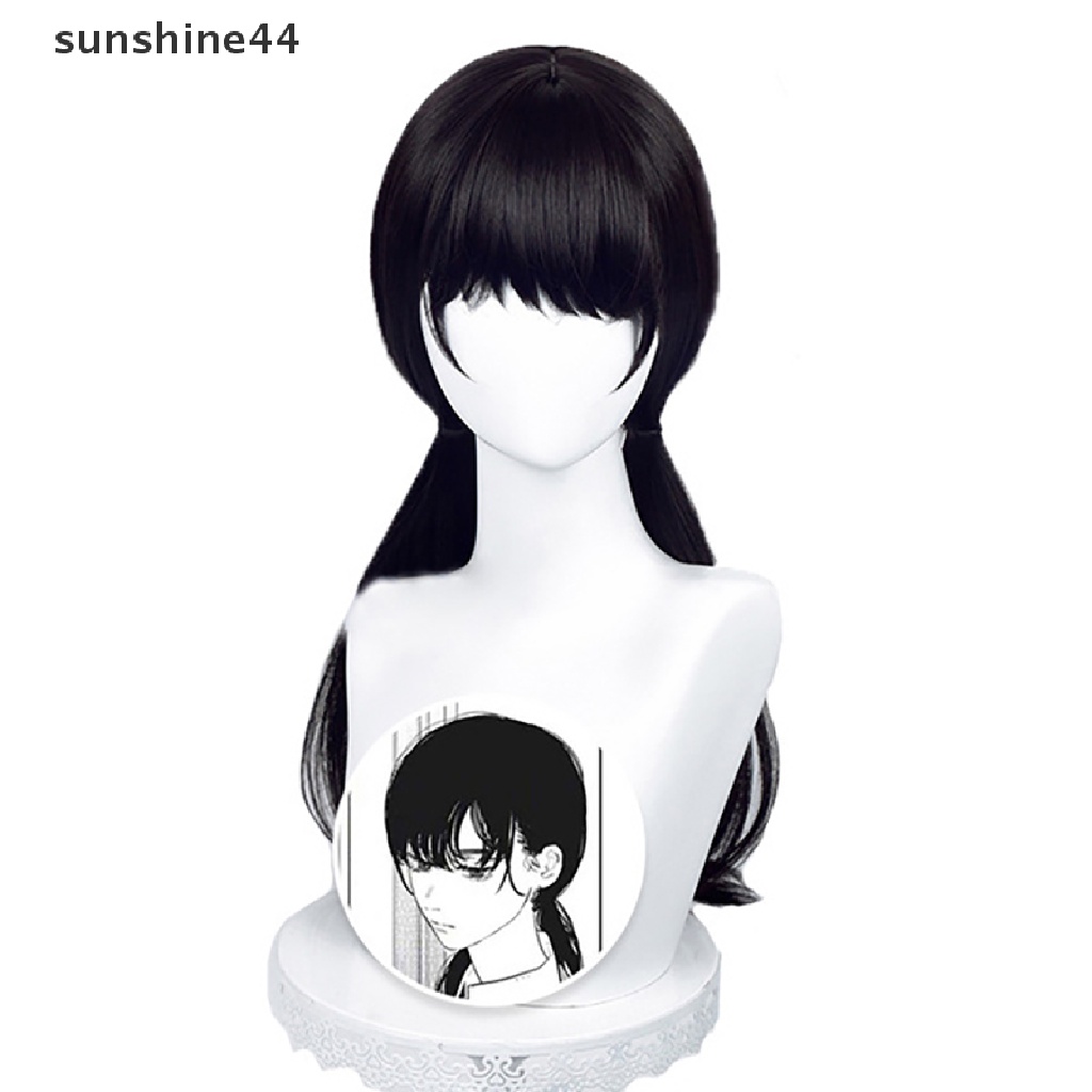 Sunshine Anime Chain Man Mitaka Asa Cosplay Wig Asa Mitaka Panjang 65cm Hitam Tahan Panas Rambut Sintetis Wig Pesta.