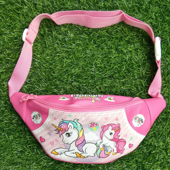Bag Waist Unicorn - tas pinggang anak karakter - tas selempang Unicorn - Ungu