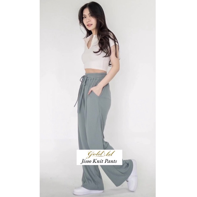 Kulot Knit Jisoo || Celana Murah Berkualitas || Kulot Knit Premium || Long Cullote Jisoo Pants || Korean Loose Pants Trousers Wanita || Loungewear || Celana Kulot Jumbo XXL XXXL Perempuan Murah Berkualitas