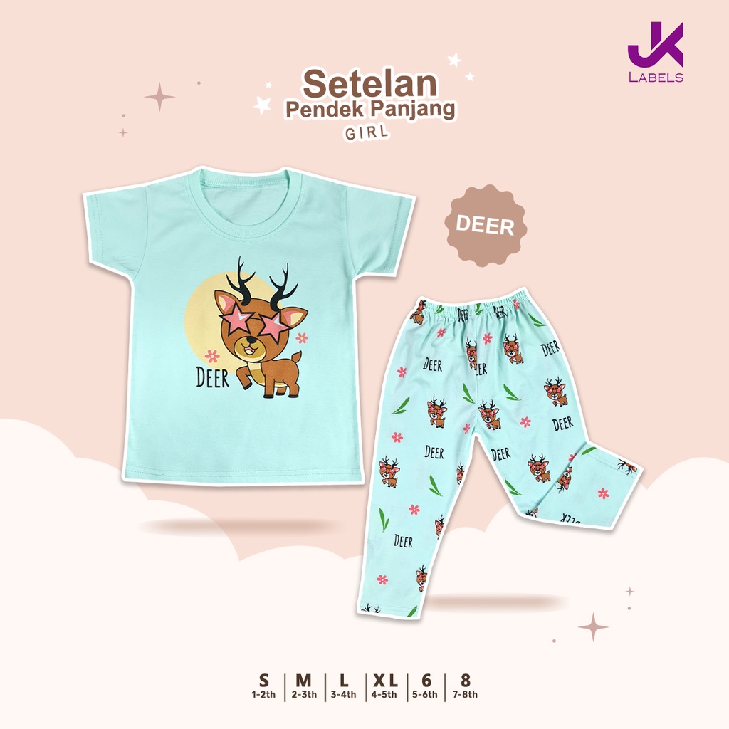 JK Setelan Pendek Panjang Girl - Deer (1-8 Tahun)