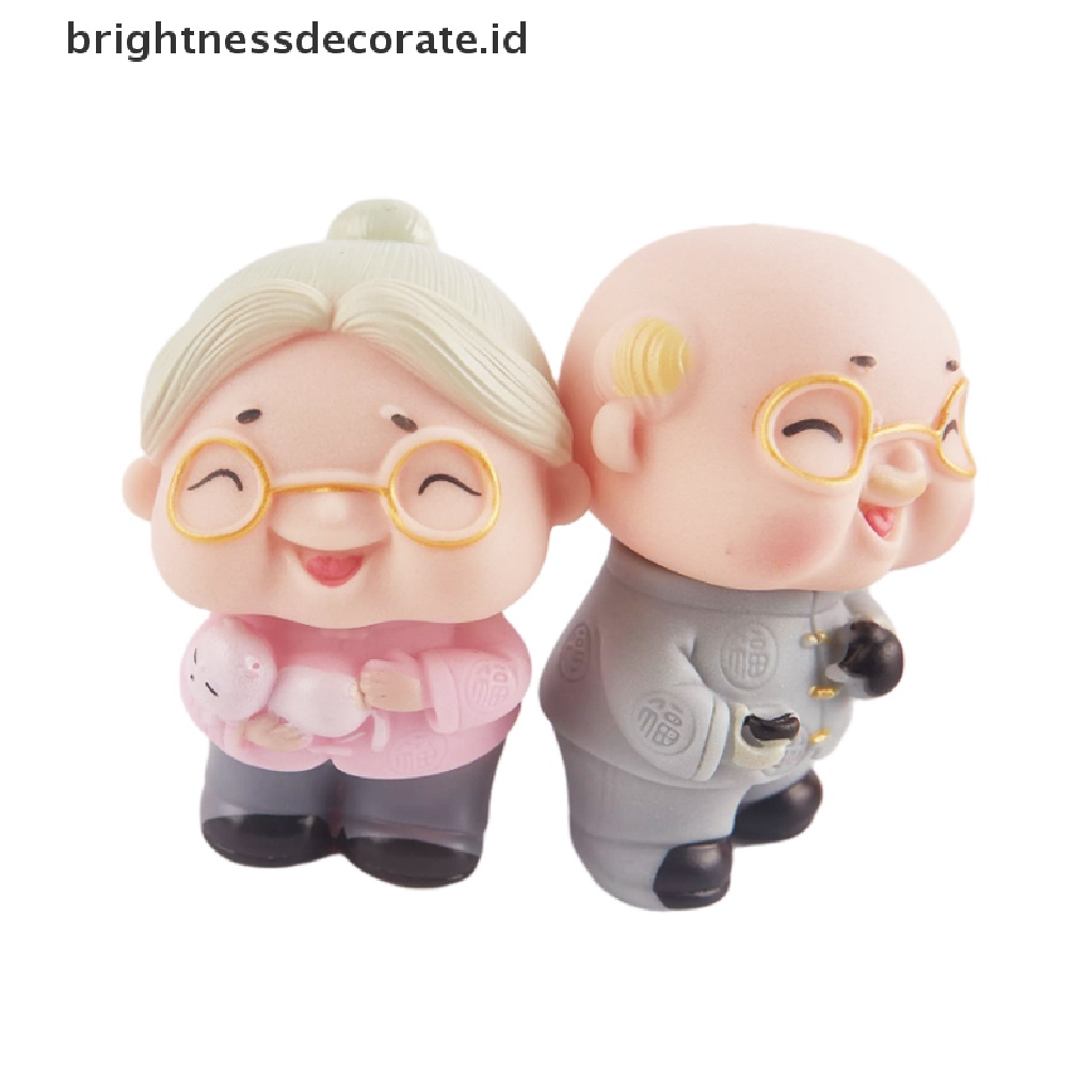 [Birth] 1pasang Lucu Panjang Umur Kakek Nenek Dekorasi Kue Pesta Cake Topper Ornaments [ID]