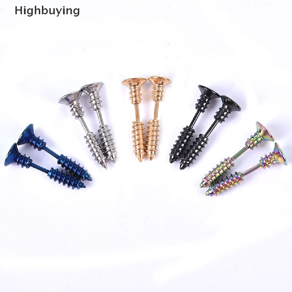 Hbid Wanita Pria Hypoallergenic titanium Steel Sekrup Telinga Stud Earrings Pasangan Glory