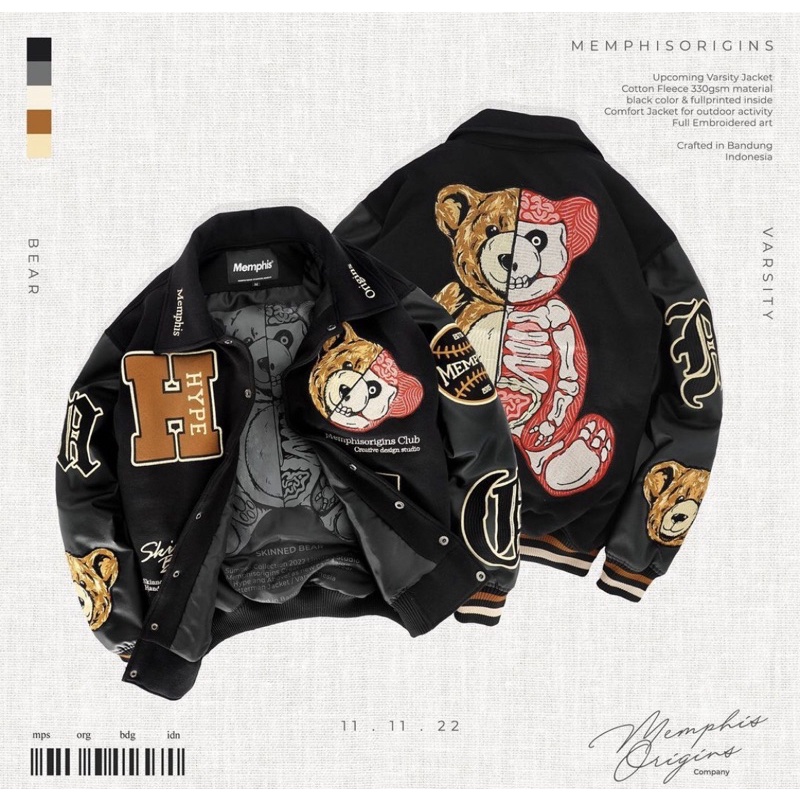 MEMPHISORIGINS BEAR VARSITY JACKET SIZE XL
