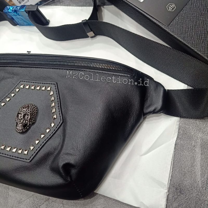 Waistbag P Plain Leather Logo Skull Belt Bag Tas Pinggang Super Premium Quality