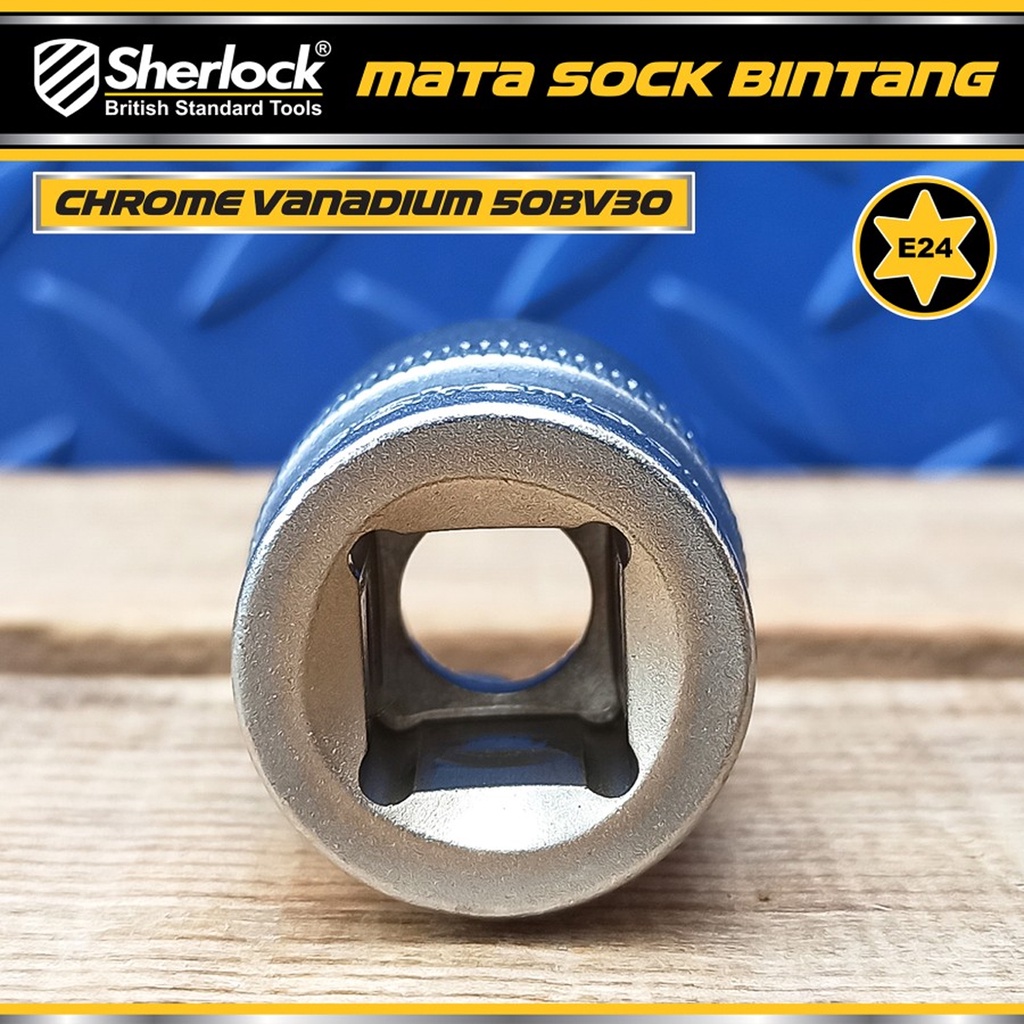 Kunci Shock Bintang Sok E24 1/2 inch Drive Star Socket Sherlock