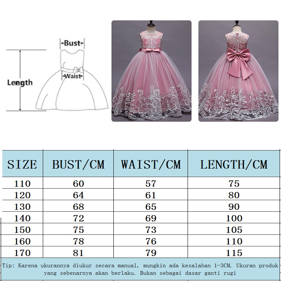 Long Dress Pesta Anak Perempuan Import /   Wedding Pesta Gaun  Anak Perempuan Mewah Import