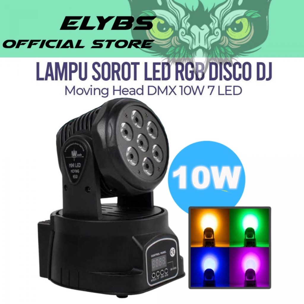 Lampu Sorot Panggung Mini 7 LED RGB Moving Head DMX Disco DJ