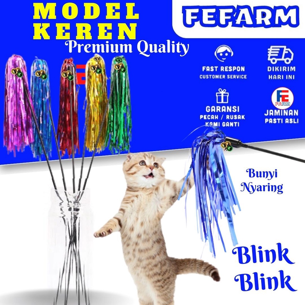 Tongkat Bulu Kucing Blink Blink Warna-Warni Untuk Mainan KIten FEFARM