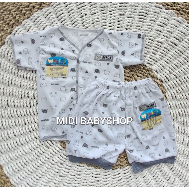 Serian Abu - 3 Stel Setelan Baju Bayi Tangan Pendek Celana Pendek Bayi 0 - 3 Bulan Grey Series Midi Babywear