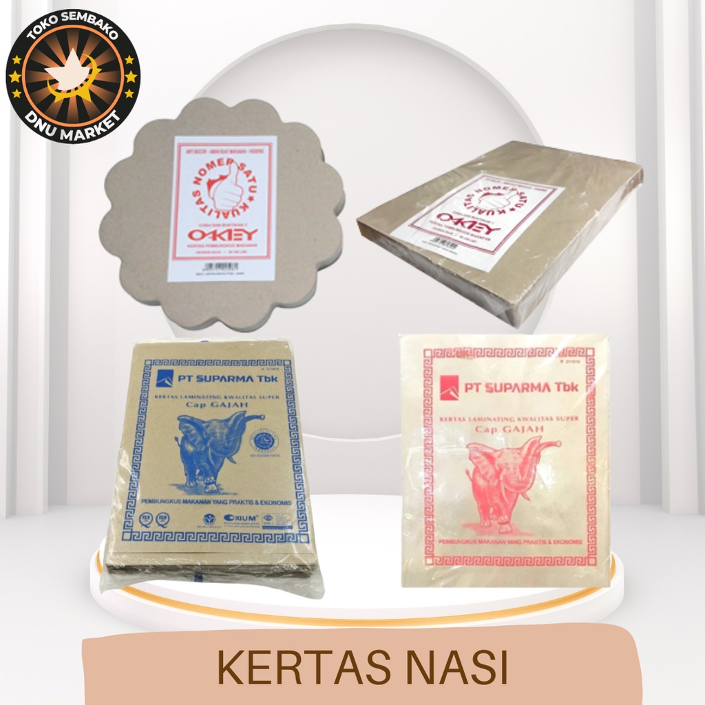 

KERTAS NASI CAP GAJAH DAN OKEY | KERTAS NASI COKLAT BESAR UKURAN 28 x 38 cm DAN 25 x 35 cm (250 LEMBAR) | KERTAS NASI OKEY (250 LEMBAR) | OKEY KERTAS NASI SAMIR KEMBANG (200 LEMBAR)