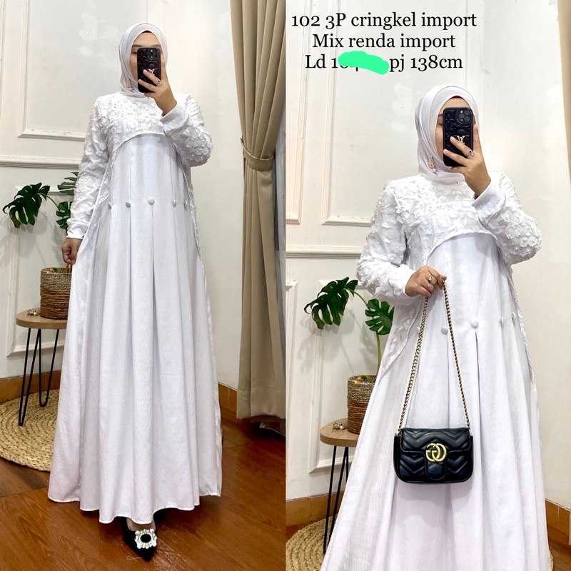 Gamis brukat renda mewah Khusus putih