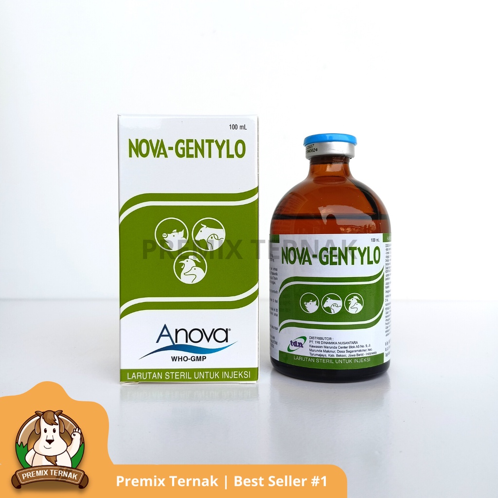 NOVA GENTYLO 100ml - Antibiotik Infeksi Bakteri Spektrum Luas Untuk Sapi Kambing Babi Unggas - Anova - Premix Ternak