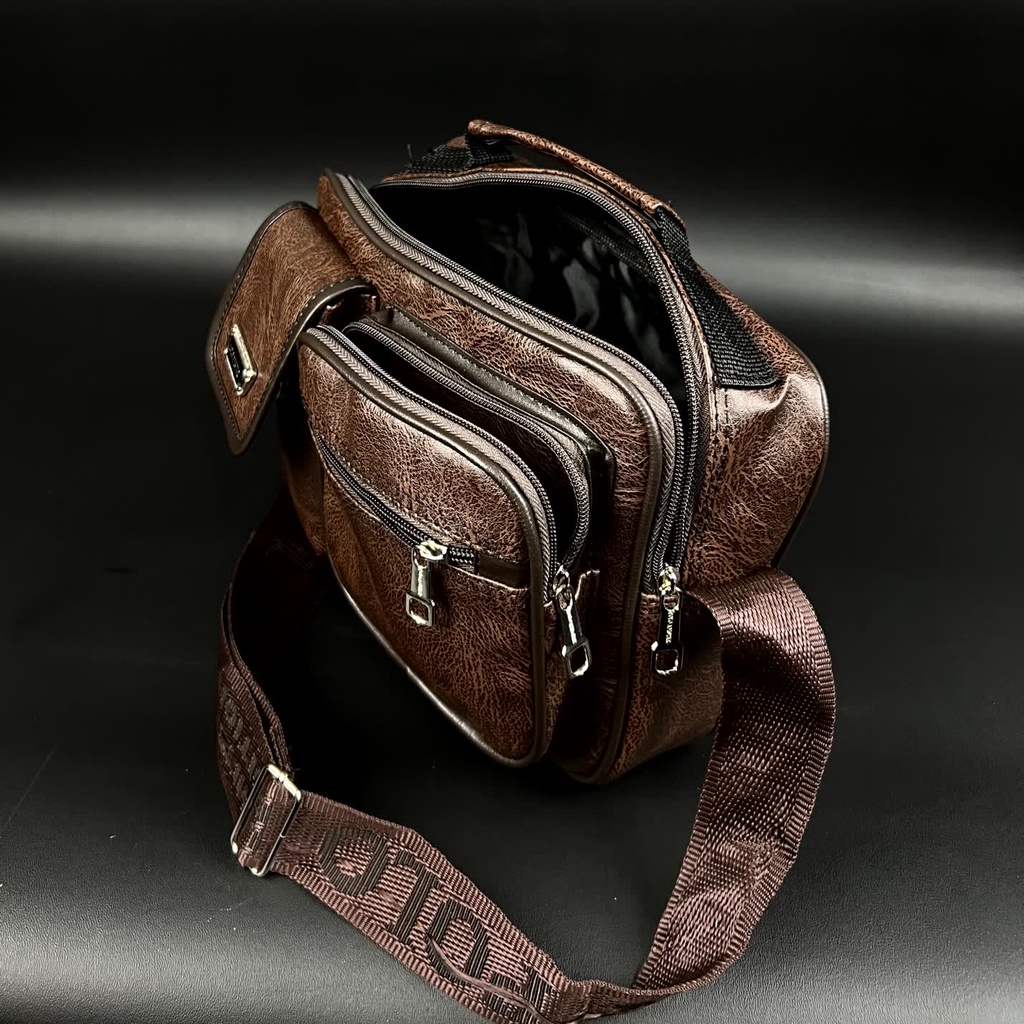 Tas Pria Tas Selempang POLO AMSTAR Bahan Kulit PU Leather Tas Selempang Pria Slingbag