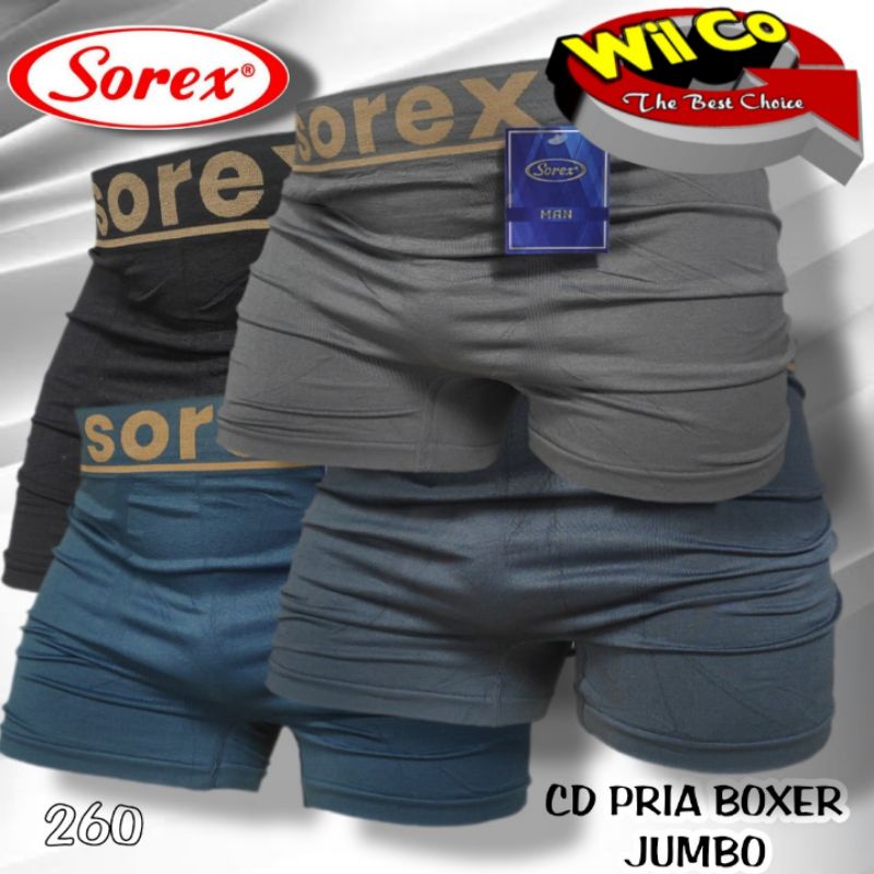 K260D - (DIJUAL PER 2 Pcs) CELANA DALAM PRIA CD BOXER JUMBO PAKAIAN DALAM SEAMLESS SOREX  BB 75 - 100