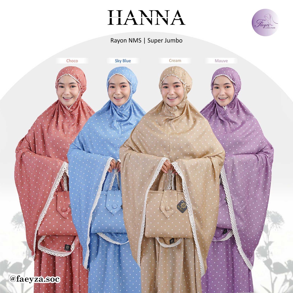 Mukena Hanna / Alat Sholat / Alat Sholat Wanita / Perlengkapan Sholat /  Silk Allure  / Mukena Jumbo