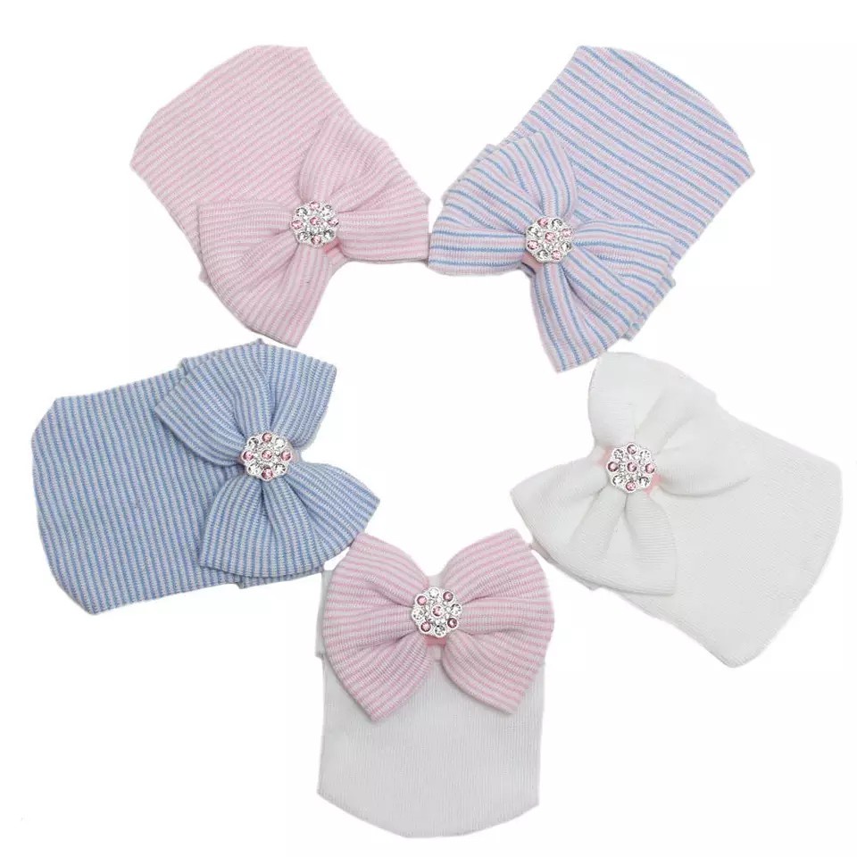 (pimenova) Topi newborn 0-3bln  bayi girl Soft baby bonnets for girls bowknot flower baby girl