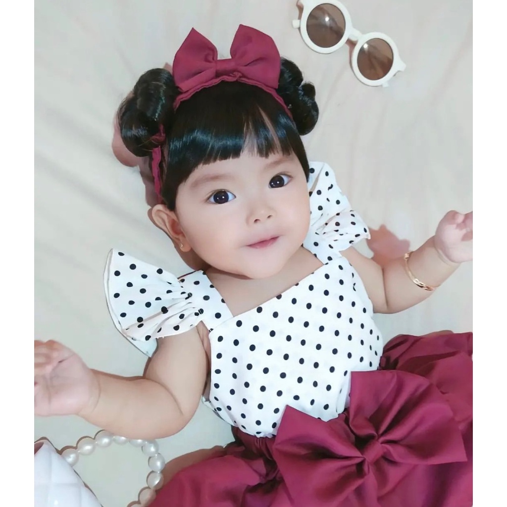 bloomers suit Baju setelan Sepatu Bandana rok pergi lucu fashion anak Pakaian baju bayi newborn cheer girl perempuan cewek murah Terlaris polkadot GEMPITA / FLORIDA / PAM / AUDREY /EUN JI CORRY / AIKO / TALITHA / NALISA / GIANNA / DALMI SIENA cherry