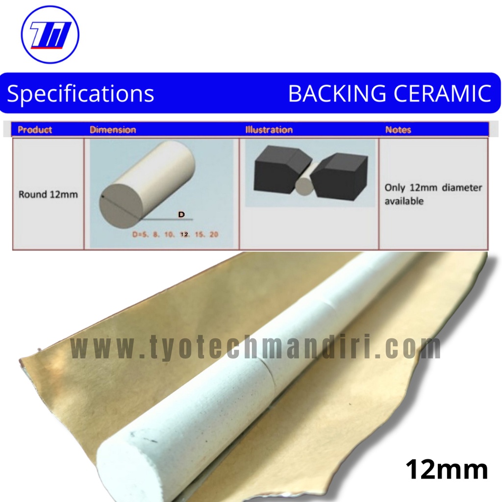 Welding Backing Ceramic Round 12mm