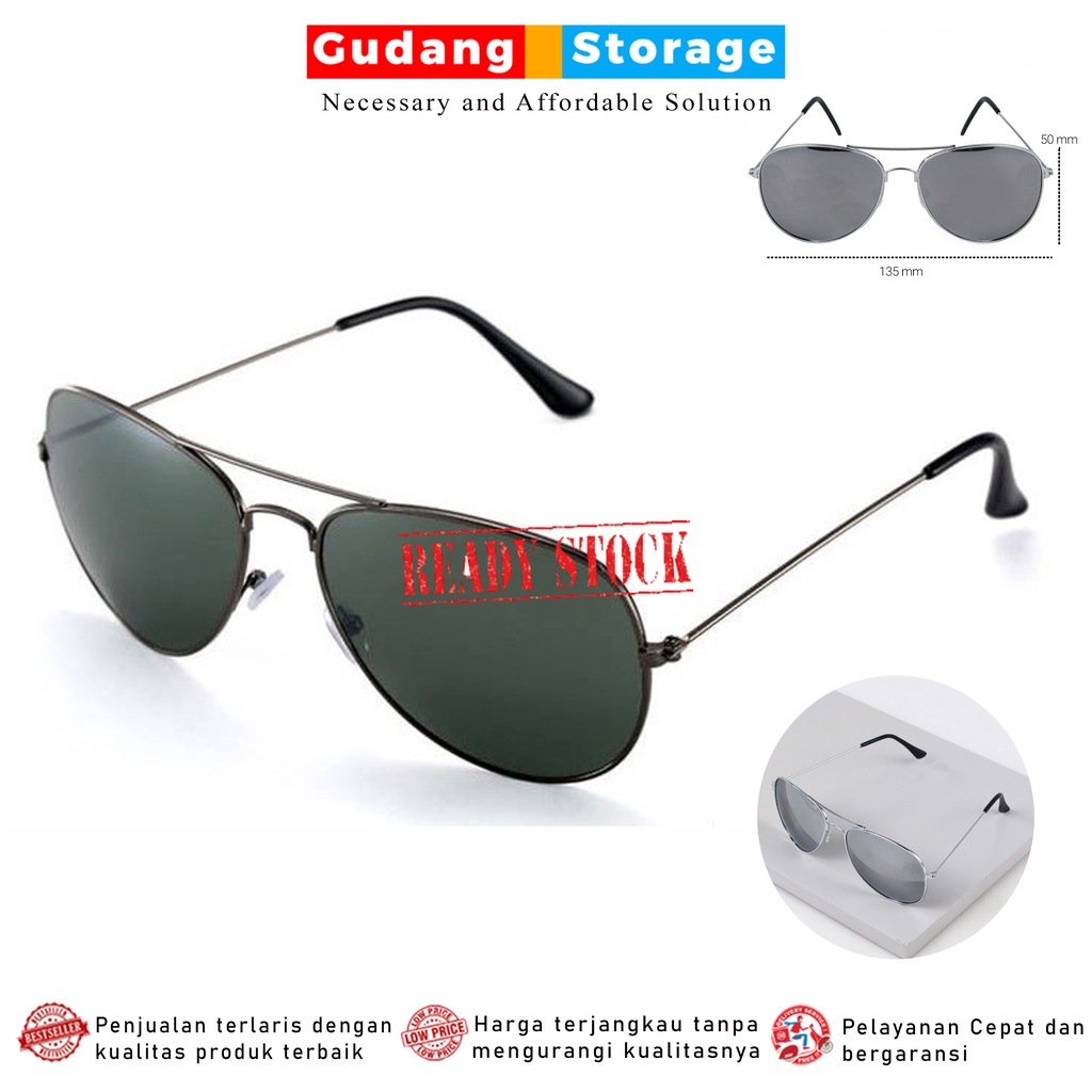 [PROMO] Kacamata Aviator Pria Mirror / Kacamata Pilot Aviator Style Glasses - Gray/Black