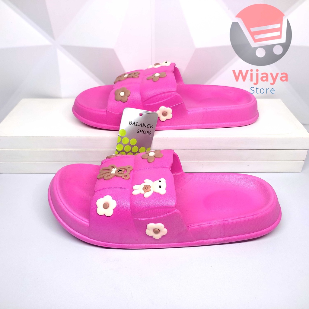 Sandal BALANCE 6608 Jelly Slop Wanita Teddy Bear Sendal Slide Selop Cewek Perempuan