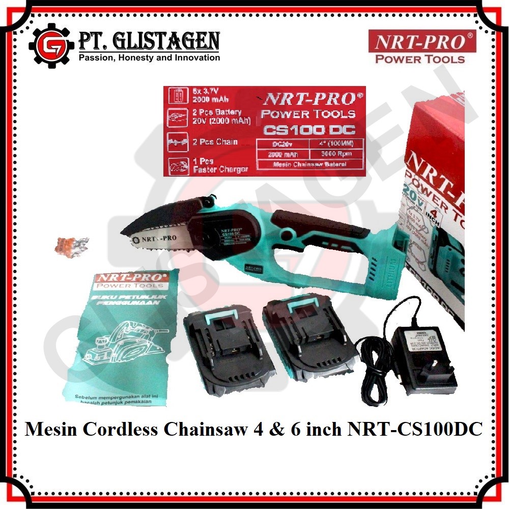 NRT-PRO CS100 Mini Chainsaw Cordless 6&amp;4 Inch CS 100 DC Chainsaw Baterai