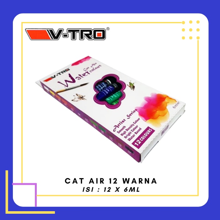 

V-TRO Watercolour - Cat Air Vtro 12 Warna @ 6ml