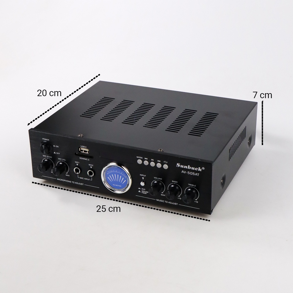 Sunbuck Audio Bluetooth Amplifier Booster HiFi Stereo 2 Channel 100W - AV-505AT - Black